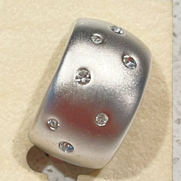 NWT Vintage Grossé Clip-On Hoop Earrings Silver With Crystals - Picture 2 of 6